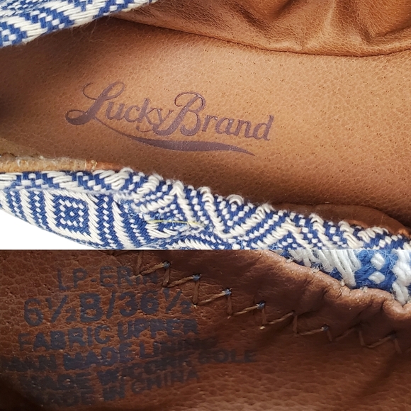 Lucky Brand Erin Blue White Diamond Textile Flats Size 6.5 - Picture 9 of 9